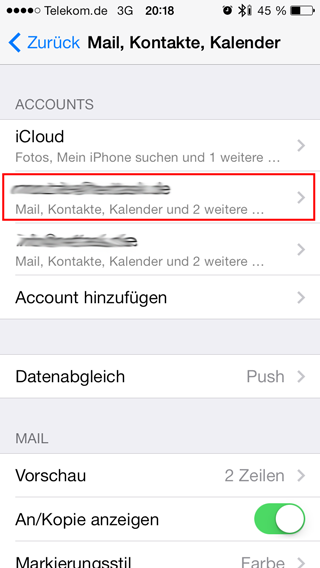 Apple iPhone E-Mail encoding - mailbox settings