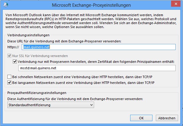 Outlook 2010 - Proxyeinstellungen