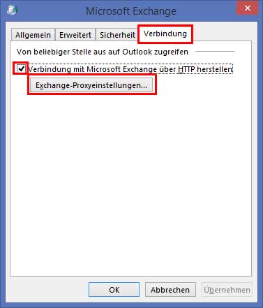 Outlook 2010 - Verbindungseinstellungen