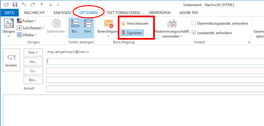 Outlook 2013 E-Mail encryption