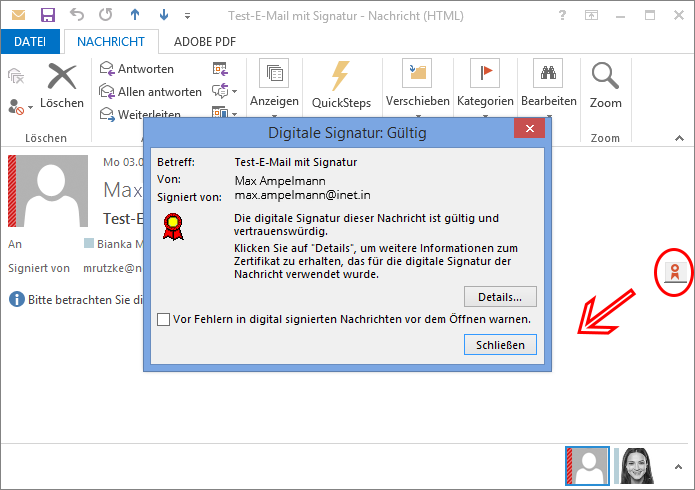 Outlook 2013 E-Mail encryption