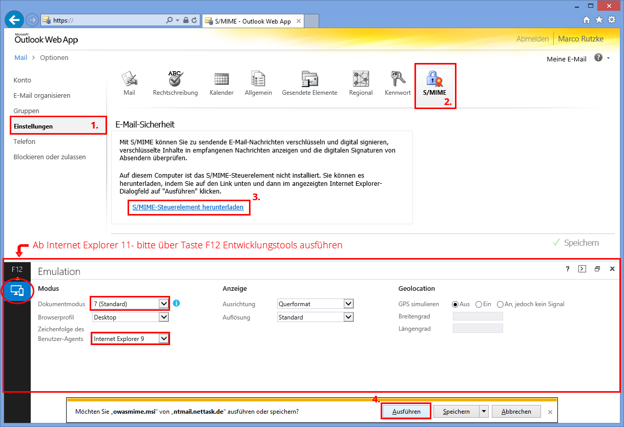 Outlook Web App E-Mail encryption