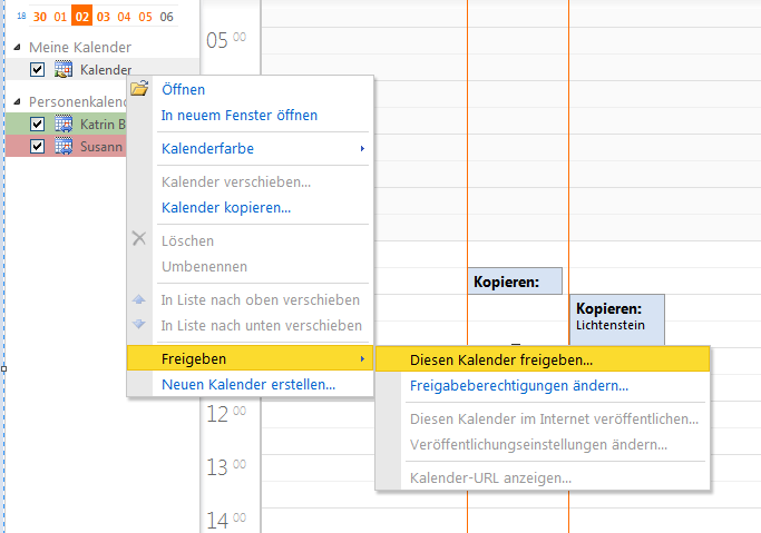Outlook Web App - Kalender freigeben