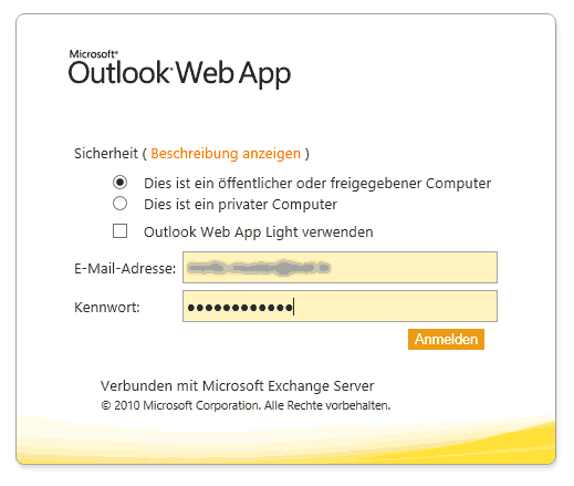Outlook Web App - Anmelden