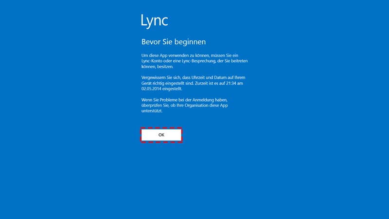 Lync App - Bevor Sie beginnen