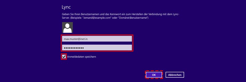 Lync App - Benutzeranmeldung