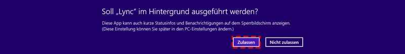 Lync App - Lync im Hintergrund ausführen