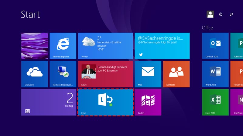 Windows 8 - Lync App starten