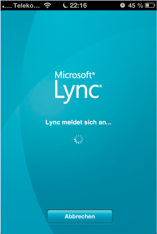 Lync Mobile 2010 iOS - Anmeldung läuft