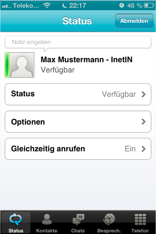 Lync Mobile 2010 iOS - Status Verfügbar