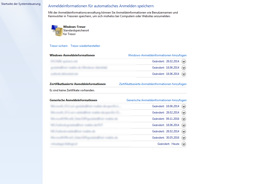 Windows 7 Tresor Anmeldeinformationen Windows 7 Tresor Anmeldeinformationen