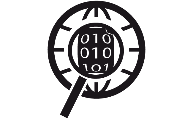 Lupe vergrößert Binärcode
