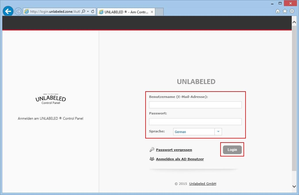 Login deHOSTED Control panel on unlabeled.zone