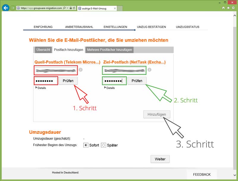 E-Mail and Groupware data migration - Step 5