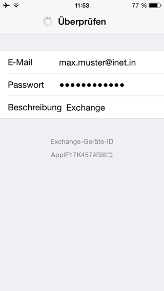 Apple iPhone Hosted Exchange Account hinzufügen