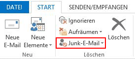 Outlook 2013 DE Junk-E-Mail-Button