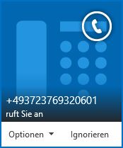 Lync eingehender Anruf
