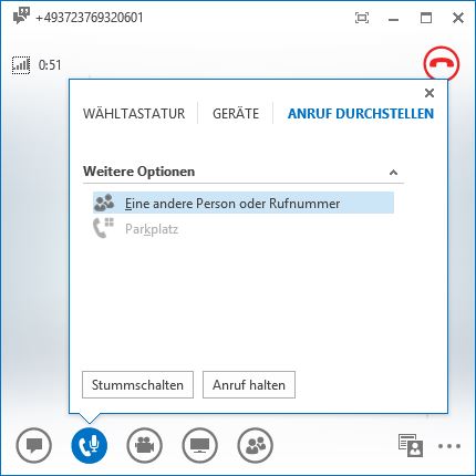 Lync Anruf durchstellen