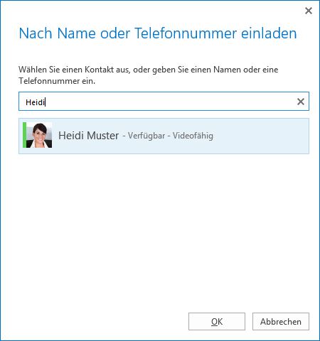 Lync Anruf durchstellen - Zielperson auswählen