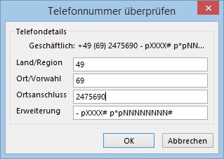 Outlook Contact Lync Dialin Mobilephone KonfID Dialin-PIN