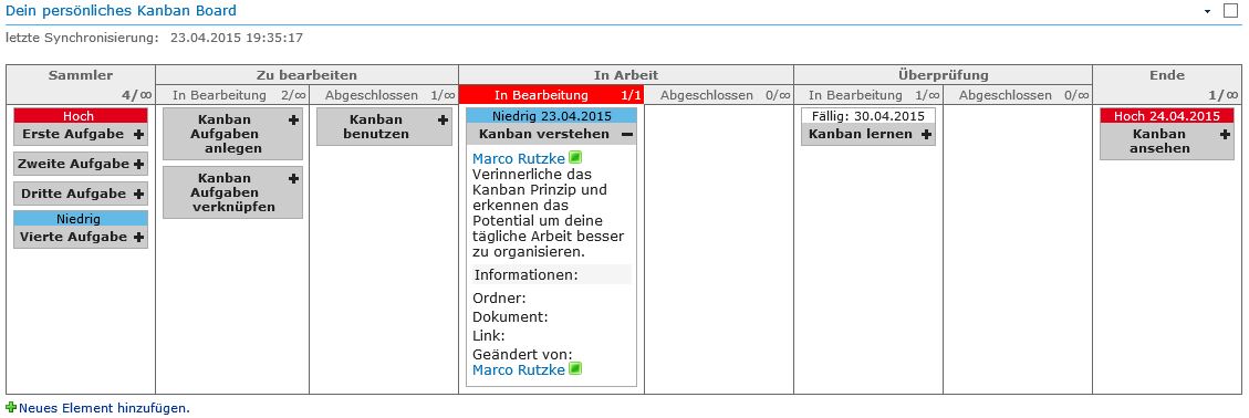 SharePoint Kanban4B Board "Work of the day"