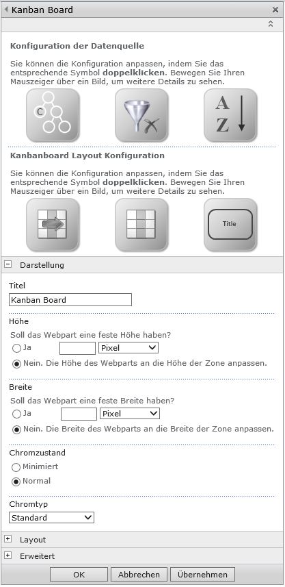 SharePoint Kanban4B Webpart Konfiguration - Abfragebereich