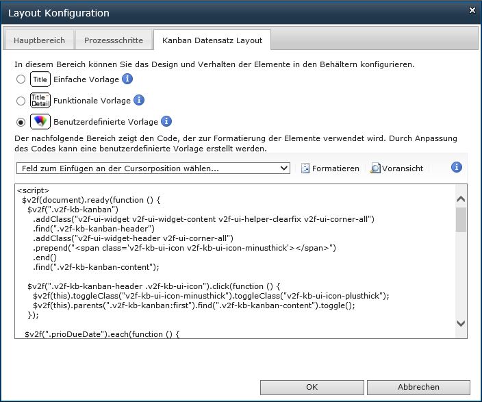 SharePoint Kanban4B Webpart Datensatz Layout Design