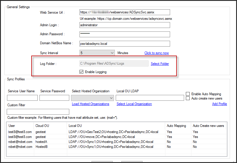 ADSync ConfigurationStudio Logging