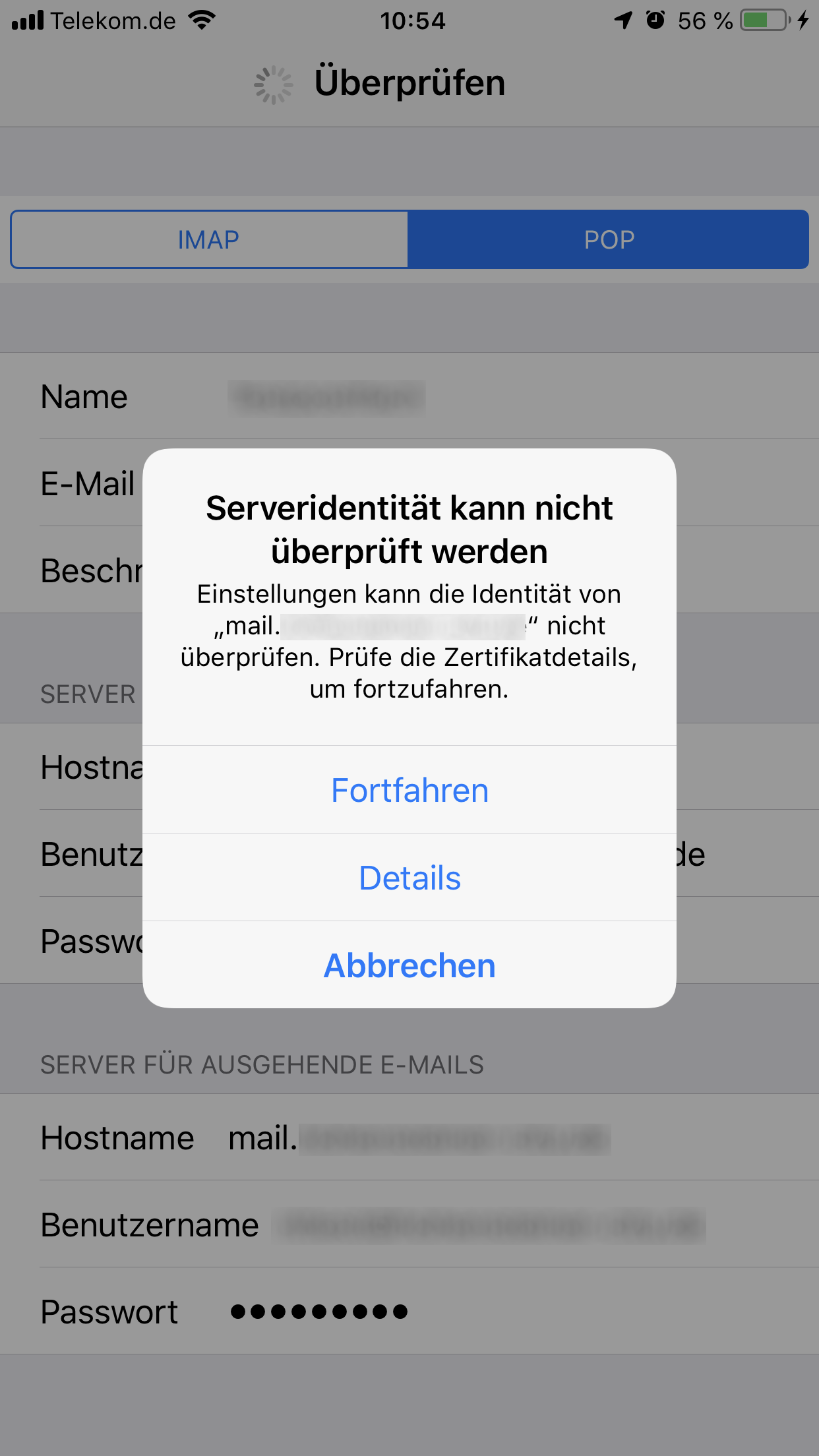 Zertifikat Abfrage iPhone